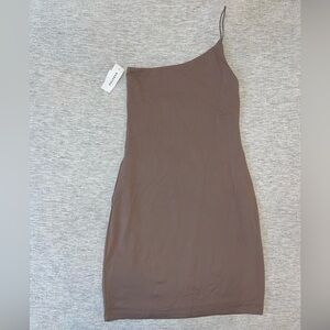 Babaton Chocolate One-Shoulder Dress